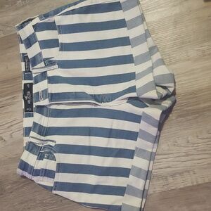 Hollister striped blue jean shorts